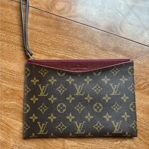 Louis Vuitton Monogram Pouch with Burgundy Trim